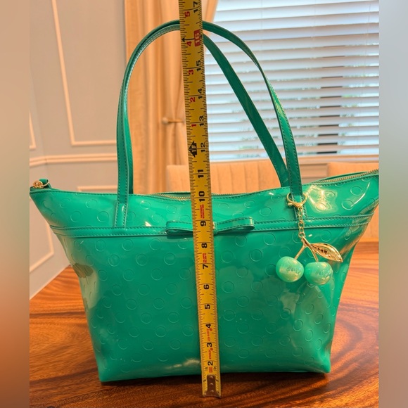 Kate Spade Sophie Camellia Street Teal Tote w Gold Hardware & Matching Cherries - Picture 15 of 17